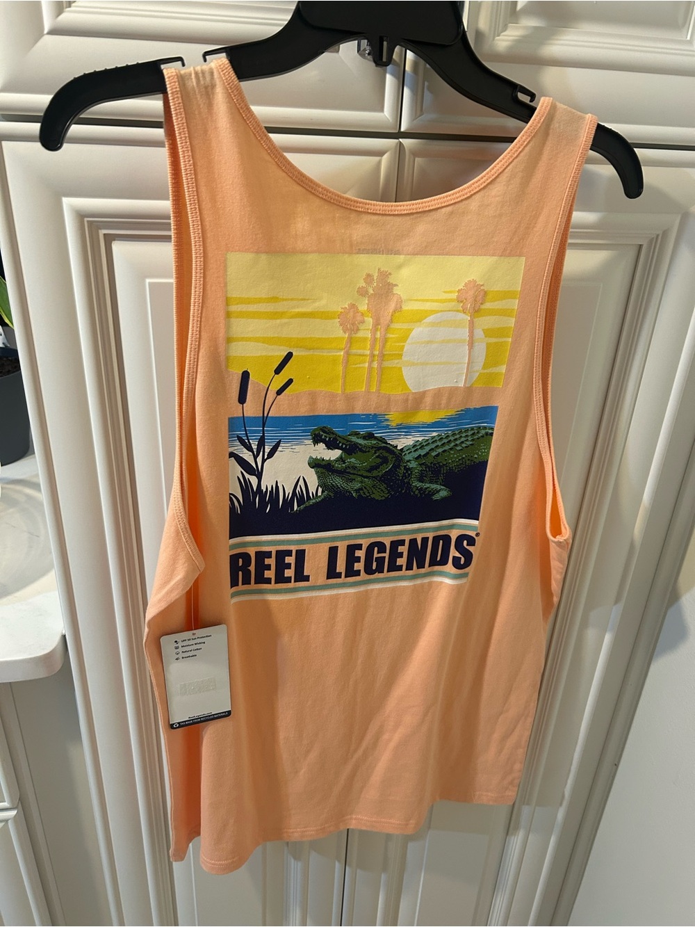 Reel Legends Peach Tank Top with Yellow & Green Graphic